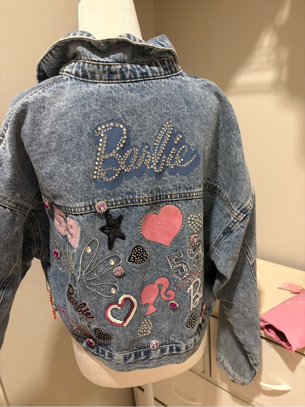 Barbie Light Blue Embellished Denim Jacket with Pink Accents - Picture 3 of 4